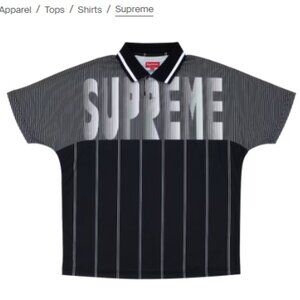 Supreme Soccer Polo – Black/White Pinstripe – Size L